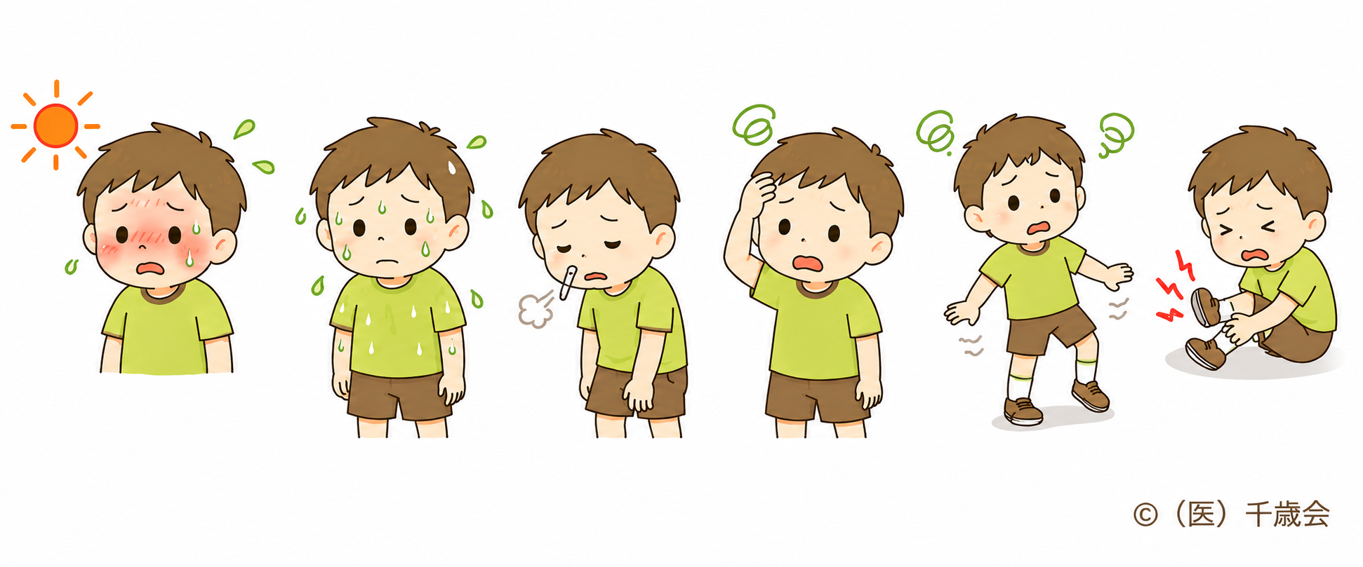 軽い熱中症のサインのイラスト