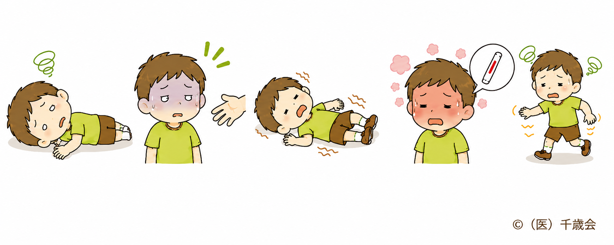 救急要請が必要な熱中症のサインのイラスト